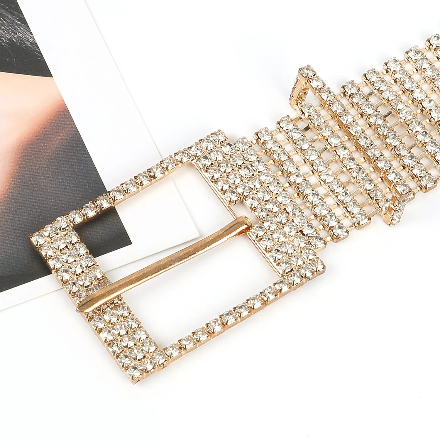 JASGOOD Women Crystal Rhinestone Shiny Waist Belt Sparkle Waistband Waist Chain for Party Club,A-Silver,Suit for Pants Size Below 41 Inches