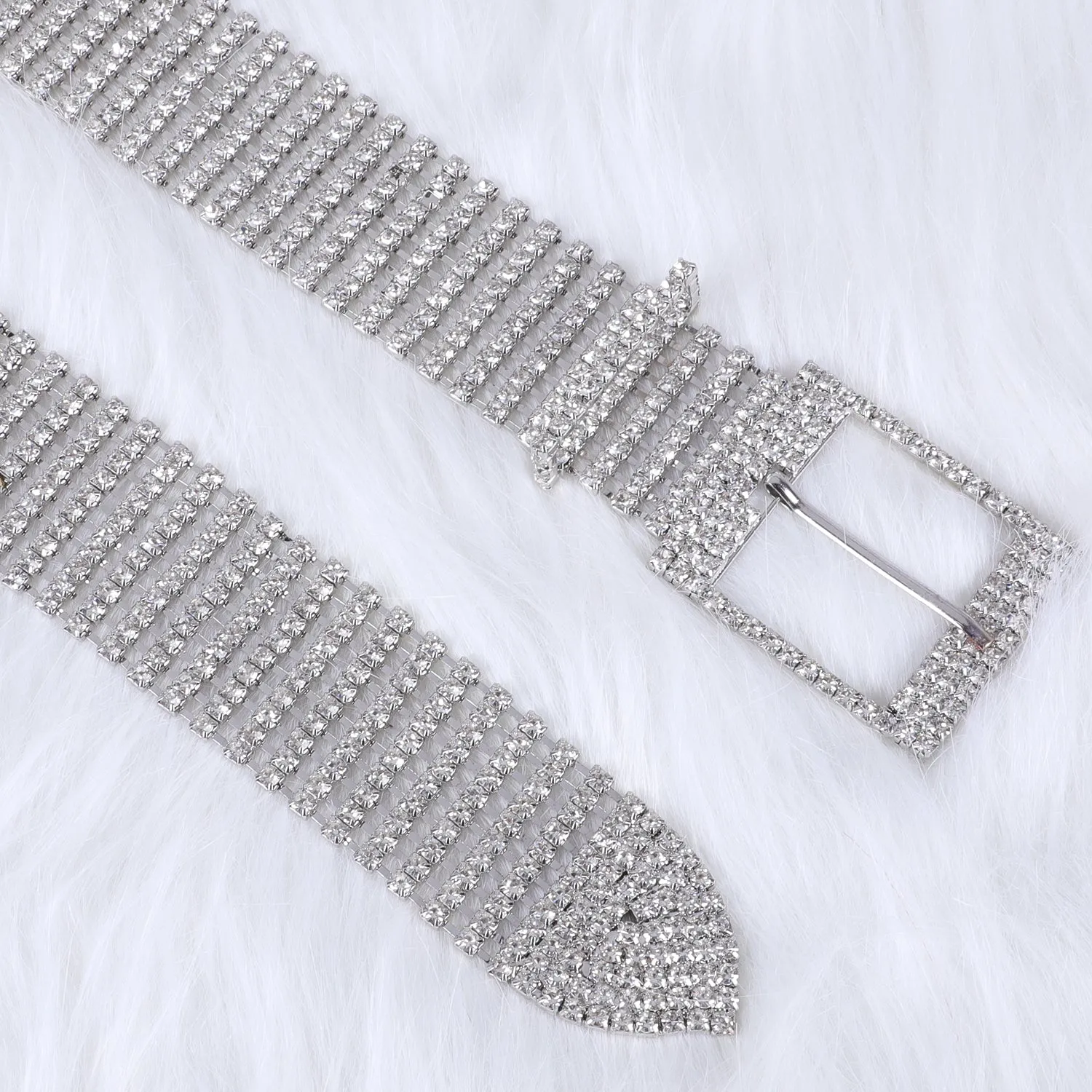 JASGOOD Women Crystal Rhinestone Shiny Waist Belt Sparkle Waistband Waist Chain for Party Club,A-Silver,Suit for Pants Size Below 41 Inches