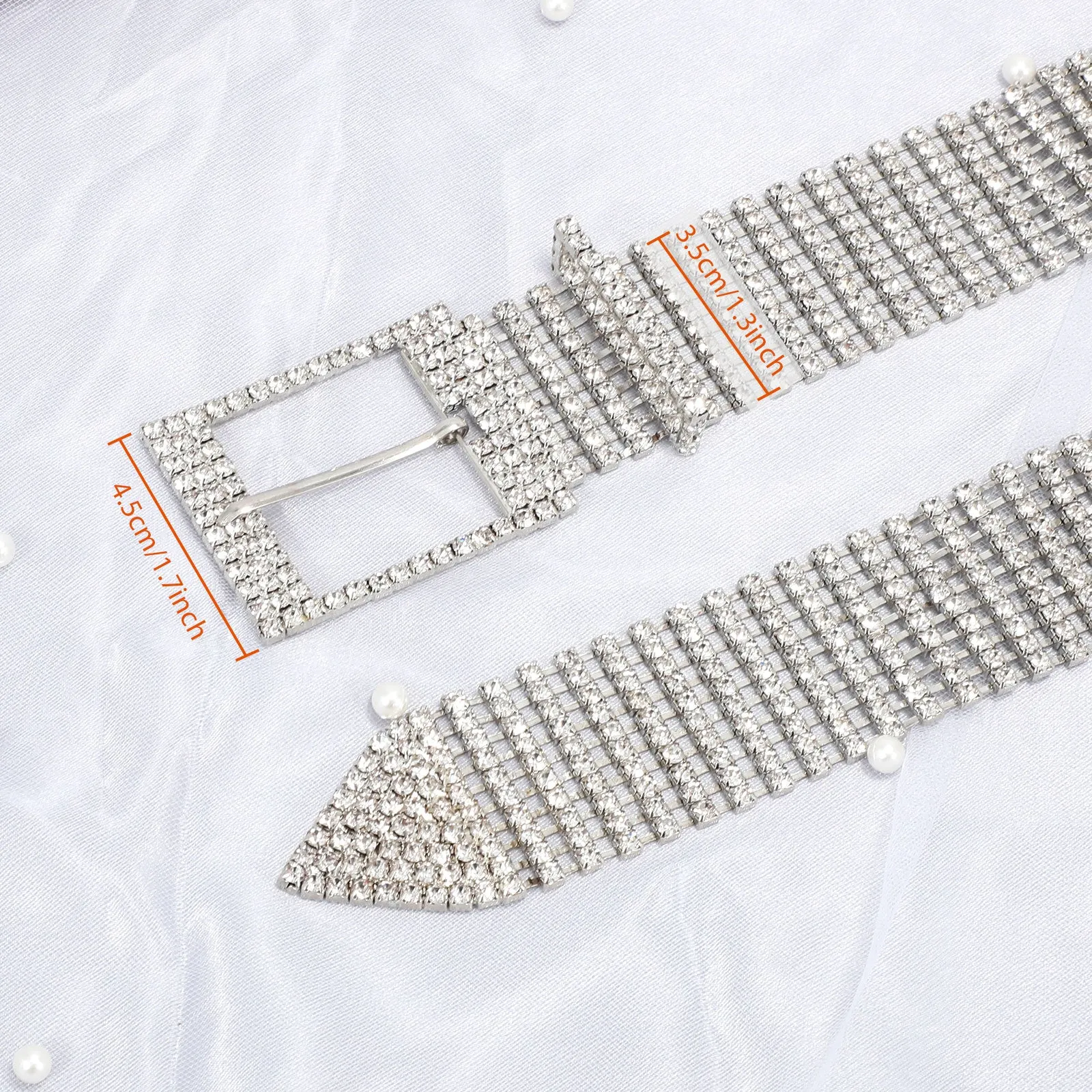JASGOOD Women Crystal Rhinestone Shiny Waist Belt Sparkle Waistband Waist Chain for Party Club,A-Silver,Suit for Pants Size Below 41 Inches
