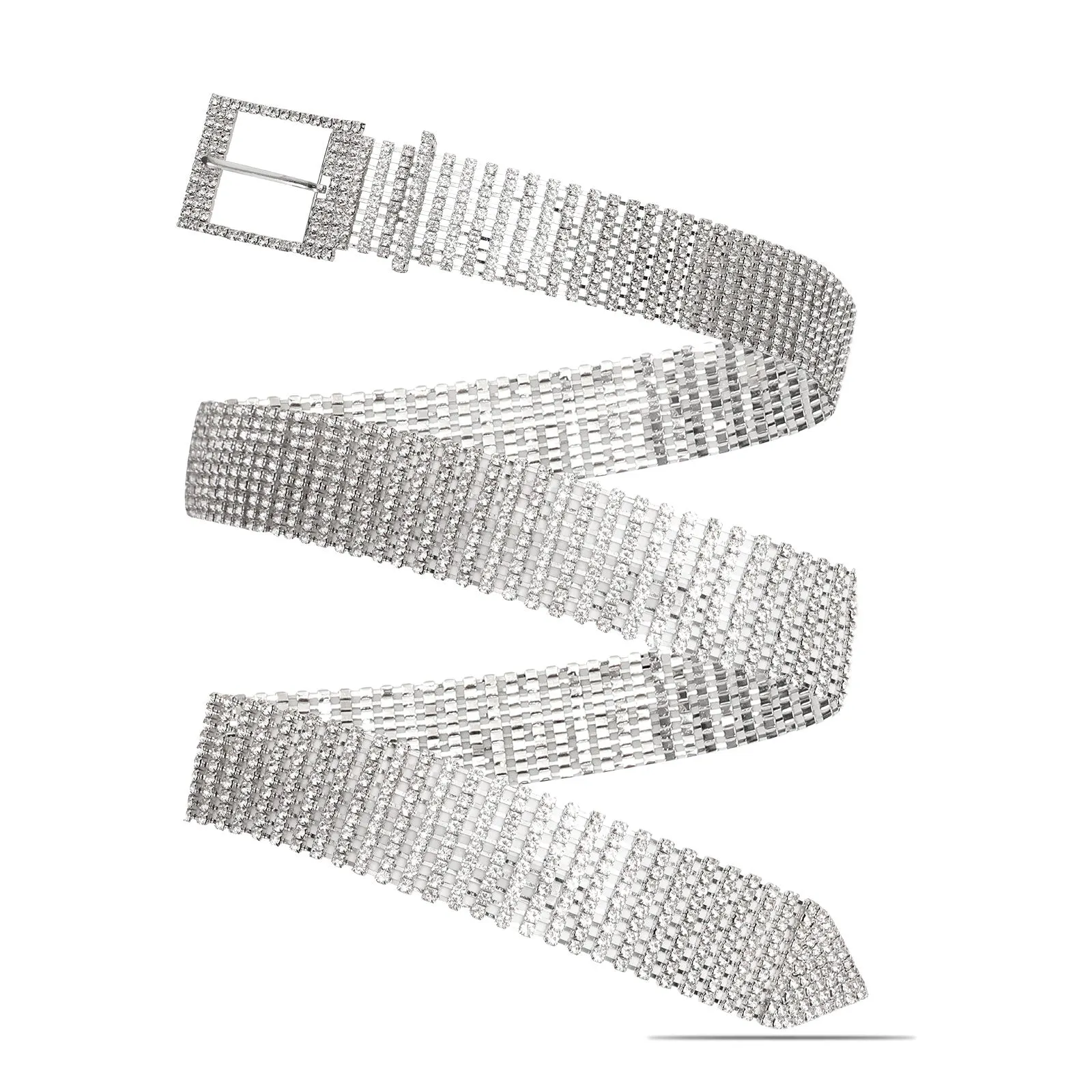 JASGOOD Women Crystal Rhinestone Shiny Waist Belt Sparkle Waistband Waist Chain for Party Club,A-Silver,Suit for Pants Size Below 41 Inches