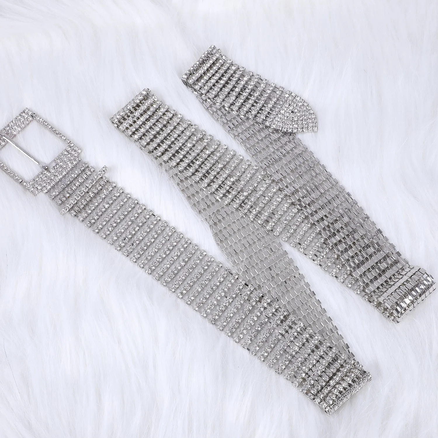 JASGOOD Women Crystal Rhinestone Shiny Waist Belt Sparkle Waistband Waist Chain for Party Club,A-Silver,Suit for Pants Size Below 41 Inches