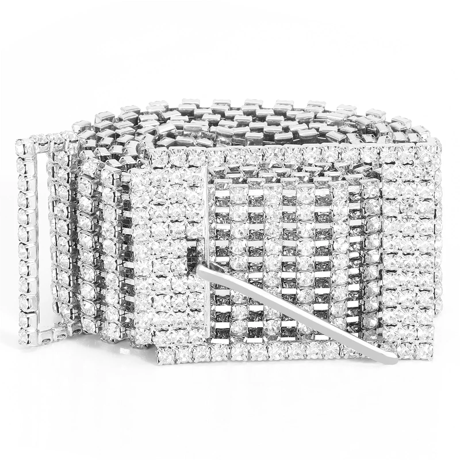 JASGOOD Women Crystal Rhinestone Shiny Waist Belt Sparkle Waistband Waist Chain for Party Club,A-Silver,Suit for Pants Size Below 41 Inches