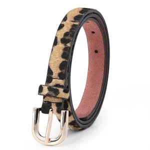 JASGOOD Women Leopard Skinny Belt Animal Print Belt for Ladies Jeans Dress Waist Belt with Alloy Buckle 0.79 Wide