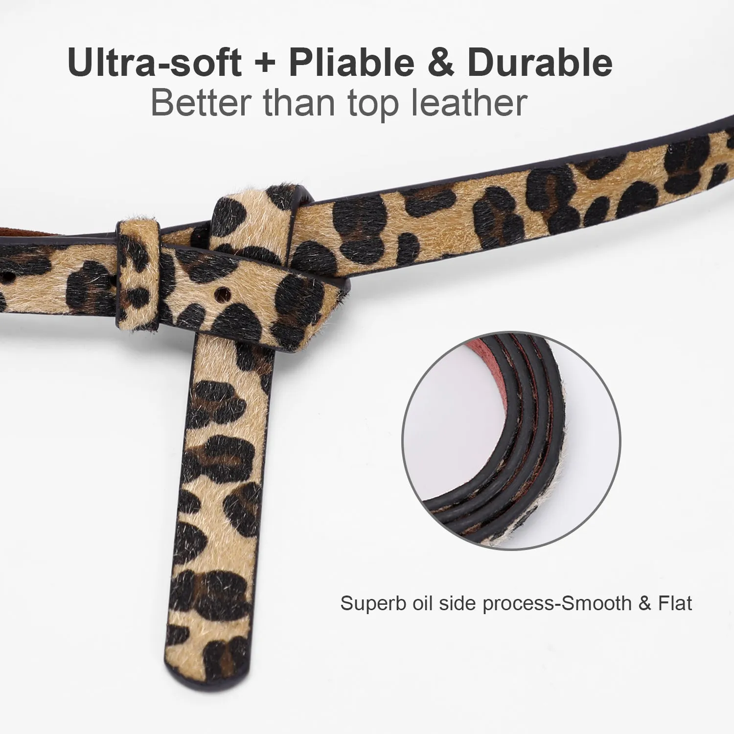 JASGOOD Women Leopard Skinny Belt Animal Print Belt for Ladies Jeans Dress Waist Belt with Alloy Buckle 0.79 Wide