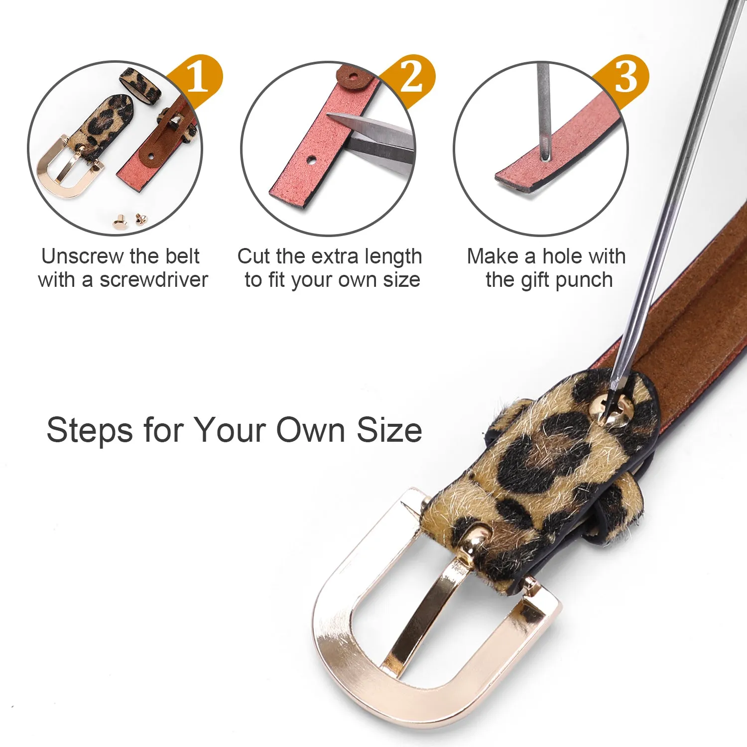 JASGOOD Women Leopard Skinny Belt Animal Print Belt for Ladies Jeans Dress Waist Belt with Alloy Buckle 0.79 Wide