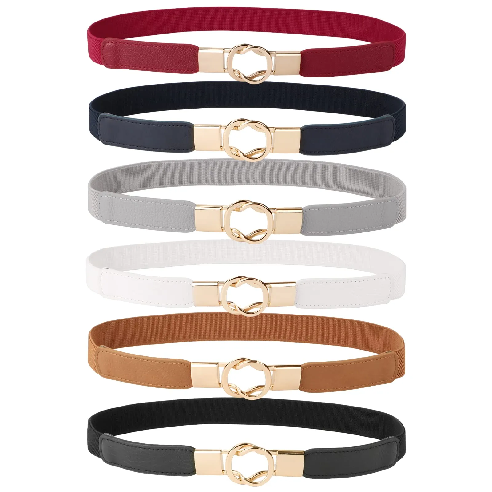 JASGOOD Women Retro Elastic Stretchy Skinny Waist Belt with Metal Gold Buckle