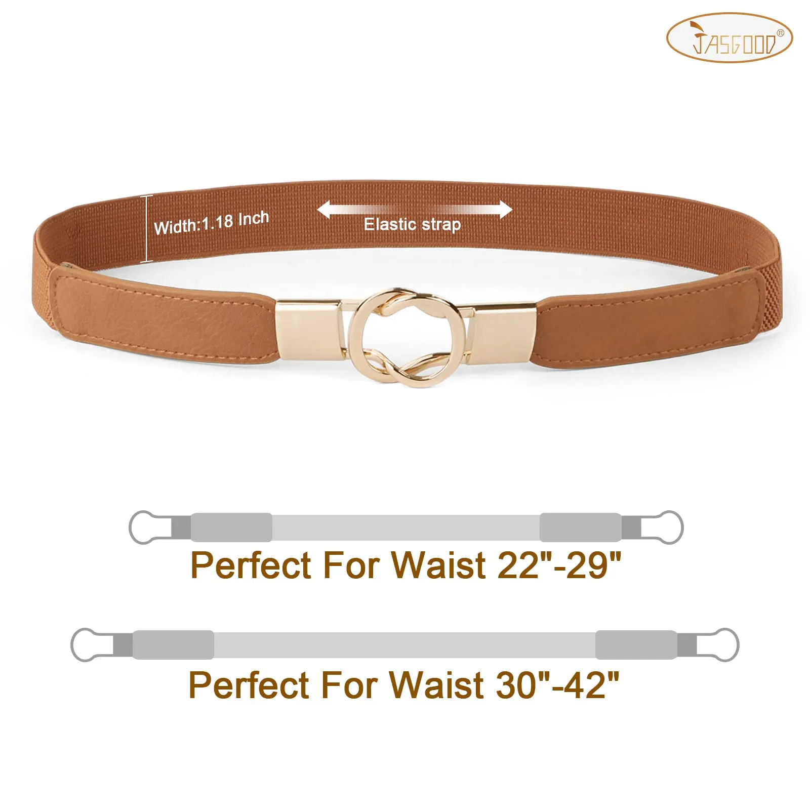 JASGOOD Women Retro Elastic Stretchy Skinny Waist Belt with Metal Gold Buckle