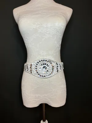 Jewel Belt, Bridal Belt, Ivory Satin Tie, Bridesmaid, Elegant Evening Belt, Dresses, Diamanté Rhinestone Belt, Elegant Belt Band, 18”-80”