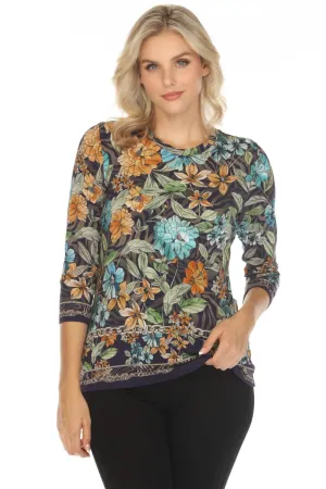 Johnny Was The Janie Favorite 3/4 Sleeve Crew Neck Tee T10324 Boho Chic