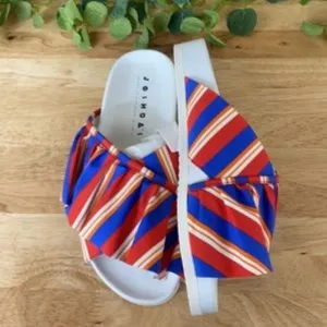 Joshua Sanders Ruffle Red Pool Slide Sandals 38M