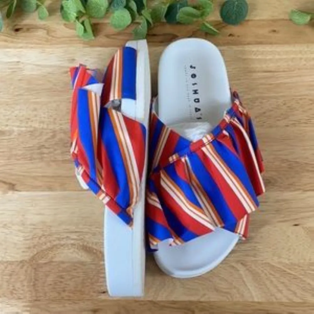 Joshua Sanders Ruffle Red Pool Slide Sandals 38M