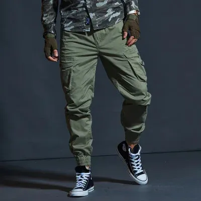 Khaki Tactical Joggers Camouflage Cargo Pants - Multi-Pocket Black Army Trousers for Casual and Work Wear