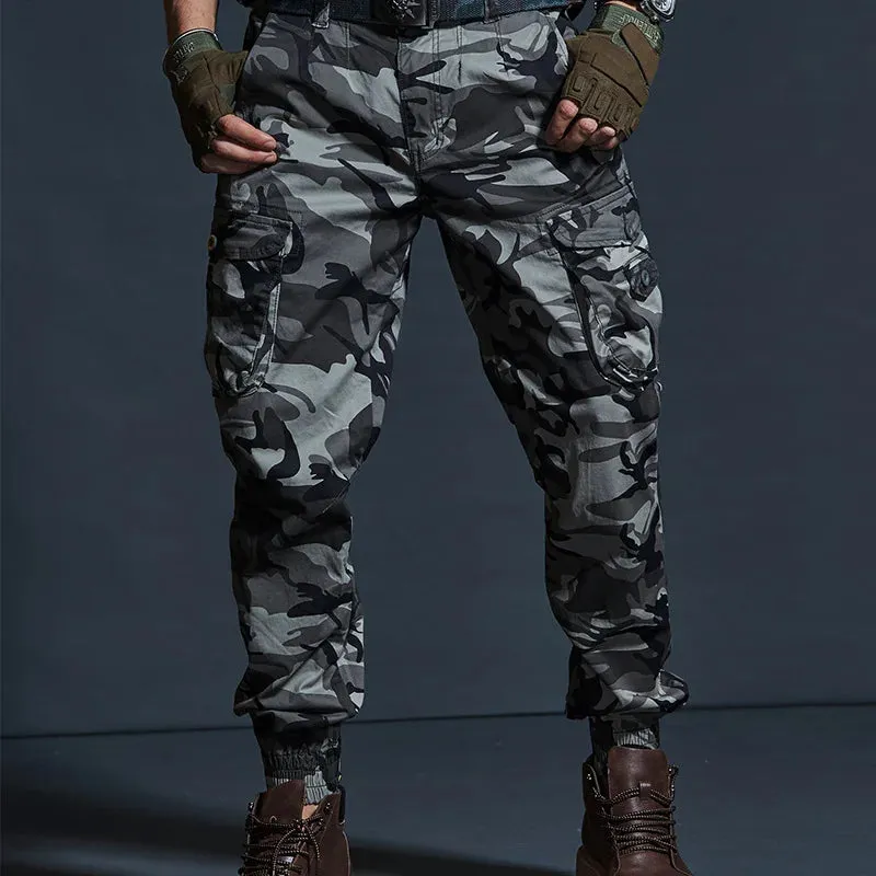 Khaki Tactical Joggers Camouflage Cargo Pants - Multi-Pocket Black Army Trousers for Casual and Work Wear