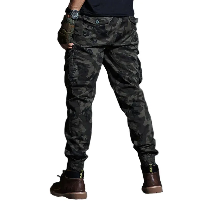 Khaki Tactical Joggers Camouflage Cargo Pants - Multi-Pocket Black Army Trousers for Casual and Work Wear