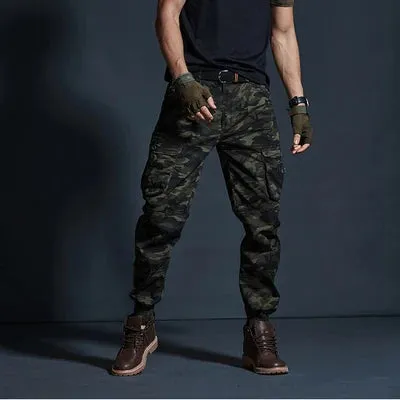 Khaki Tactical Joggers Camouflage Cargo Pants - Multi-Pocket Black Army Trousers for Casual and Work Wear