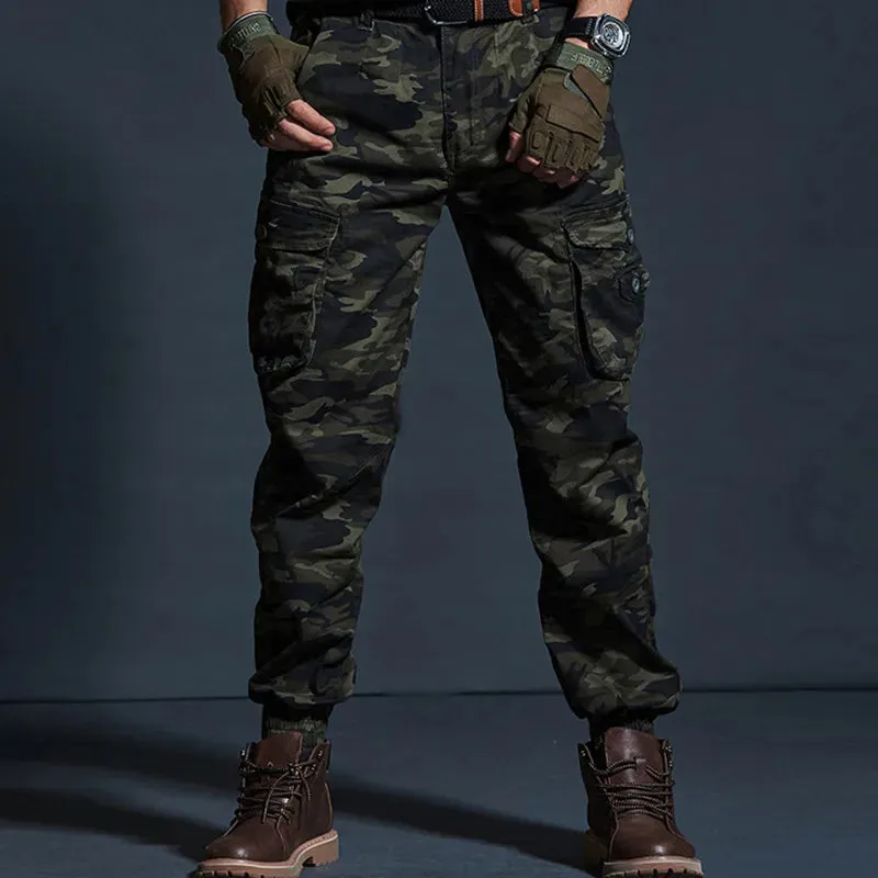 Khaki Tactical Joggers Camouflage Cargo Pants - Multi-Pocket Black Army Trousers for Casual and Work Wear