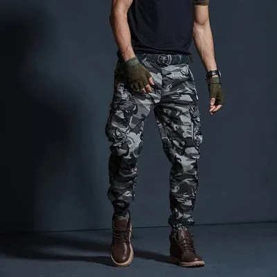 Khaki Tactical Joggers Camouflage Cargo Pants - Multi-Pocket Black Army Trousers for Casual and Work Wear