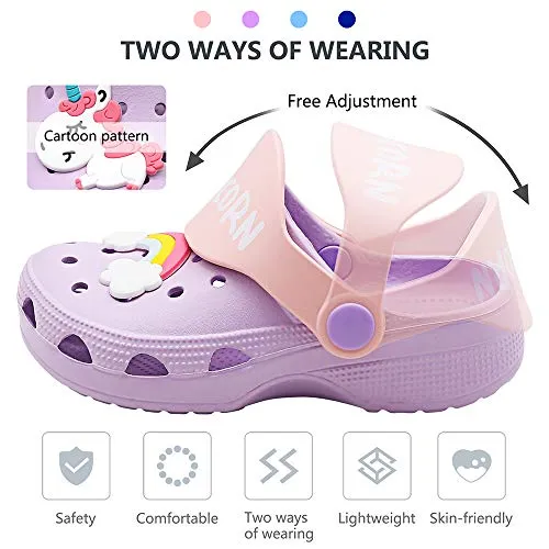 Kids Classic Cute Cartoon Lightweight Sandals (Purple Clogs)