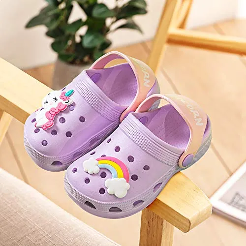 Kids Classic Cute Cartoon Lightweight Sandals (Purple Clogs)
