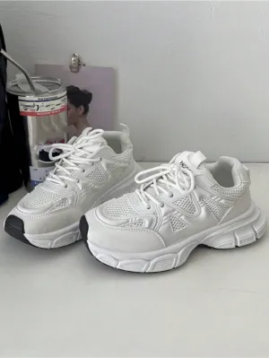 Lace-Up Design Thick-Soled Breathable Sneakers