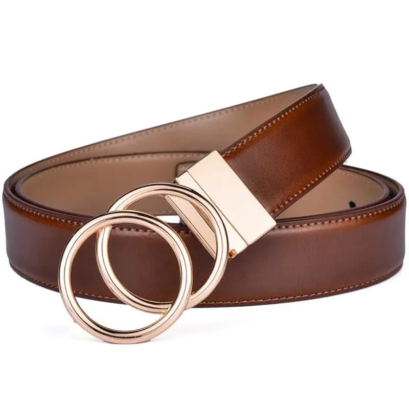 Leather Reversible Belt: Elegant Two-in-One Accessory for Women