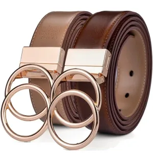 Leather Reversible Belt: Elegant Two-in-One Accessory for Women