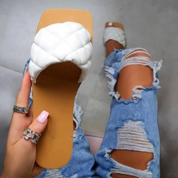 Leather Solid Peep Toe Flats