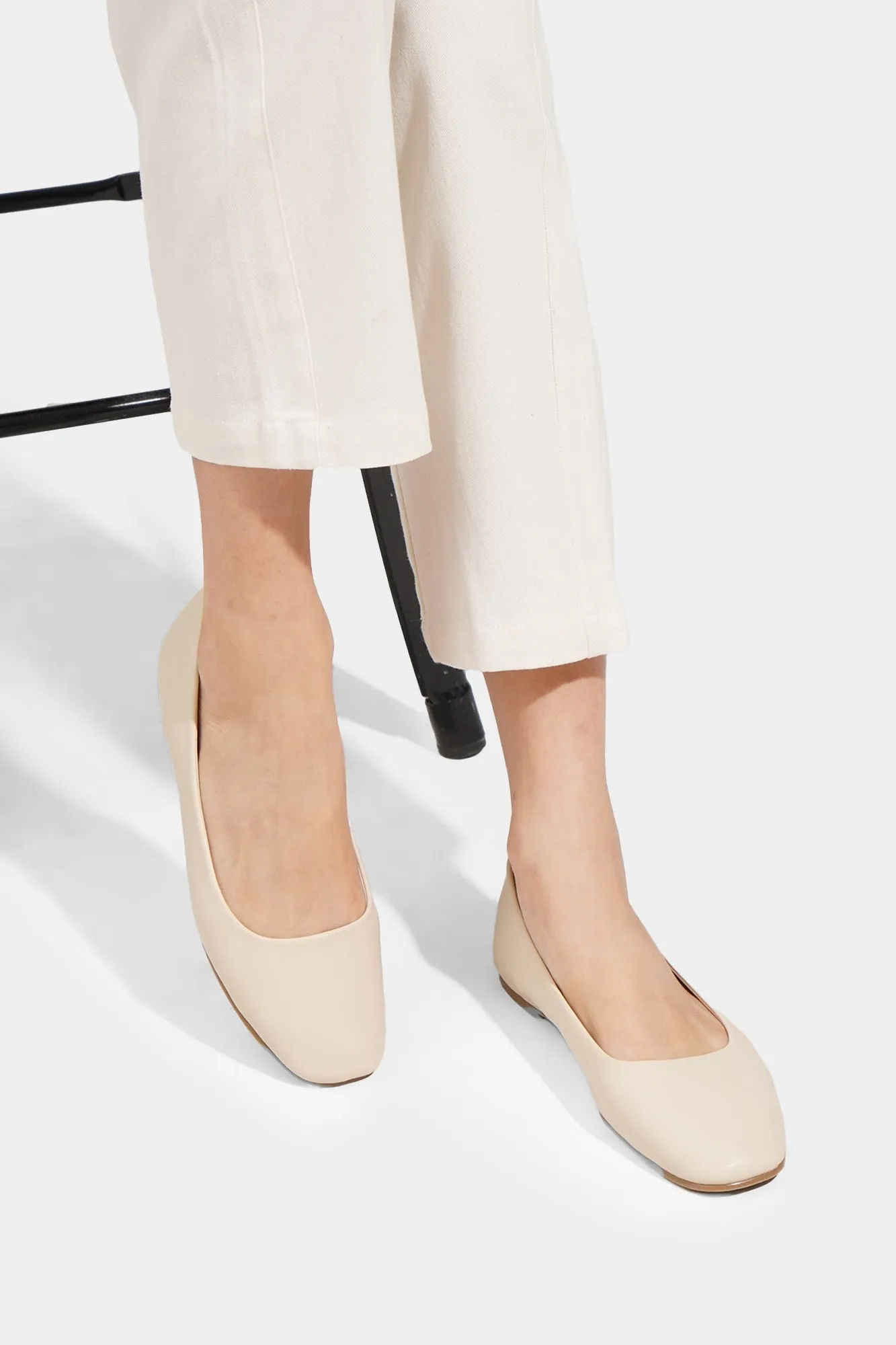 Leather Square Toe Flats