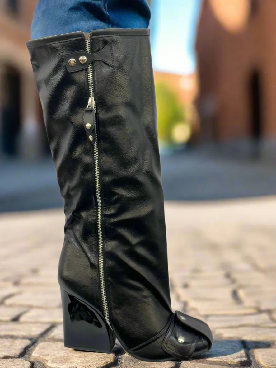 Lemonade SENNA Women Wedge Boots Knee High Fashion Pull On Boots