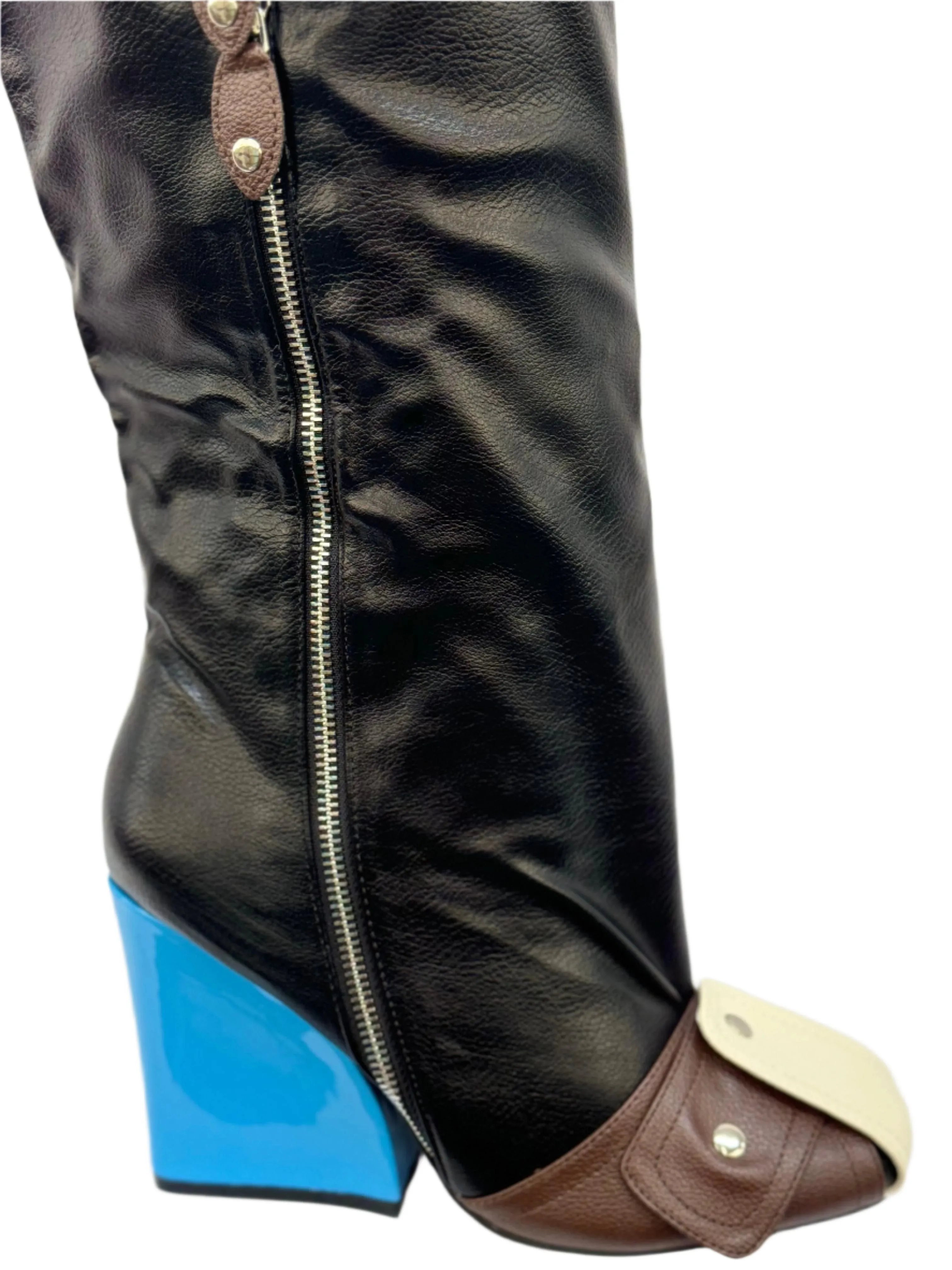 Lemonade SENNA Women Wedge Boots Knee High Fashion Pull On Boots
