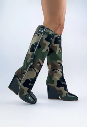 Lemonade SENNA Women Wedge Boots Knee High Fashion Pull On Boots