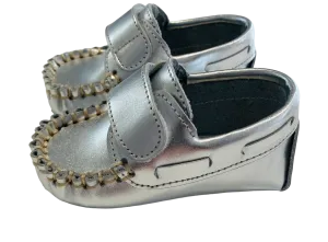 Leon Leather Pram Shoes - Matt Silver