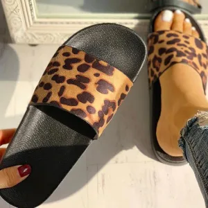Leopard Pattern Open Toe Slippers