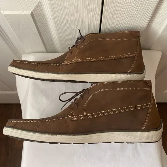 LIKE NEW!Johnston &amp; Murphy Emmett Brown Oiled Moc Toe Chukka Boots SZ 11 1/2