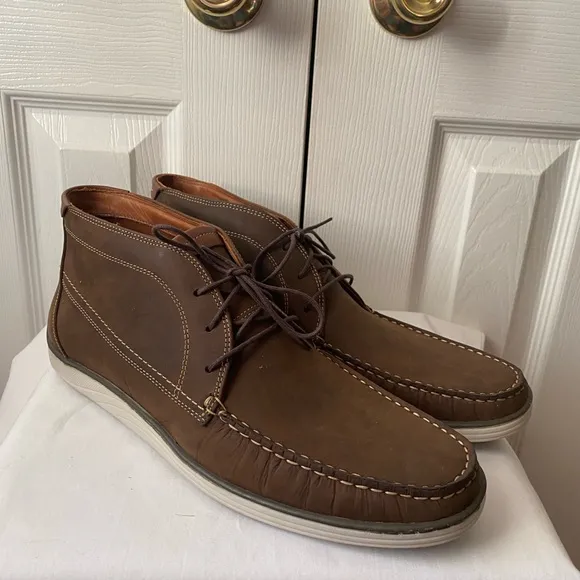 LIKE NEW!Johnston &amp; Murphy Emmett Brown Oiled Moc Toe Chukka Boots SZ 11 1/2