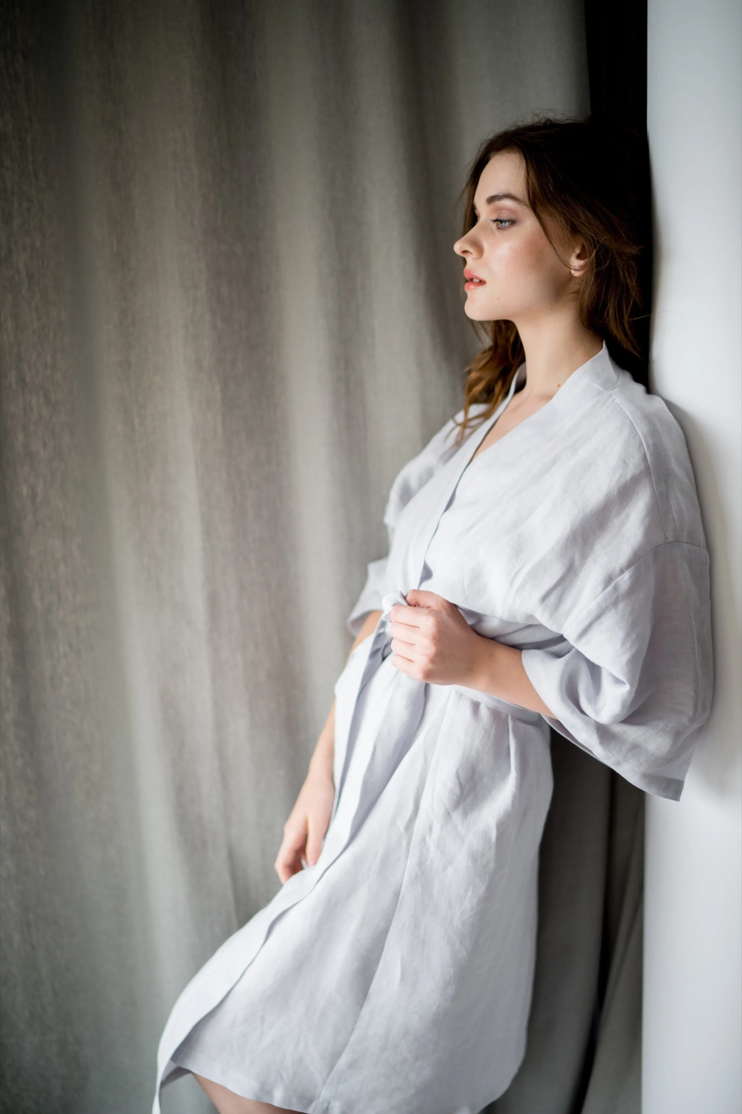 Linen kimono robe