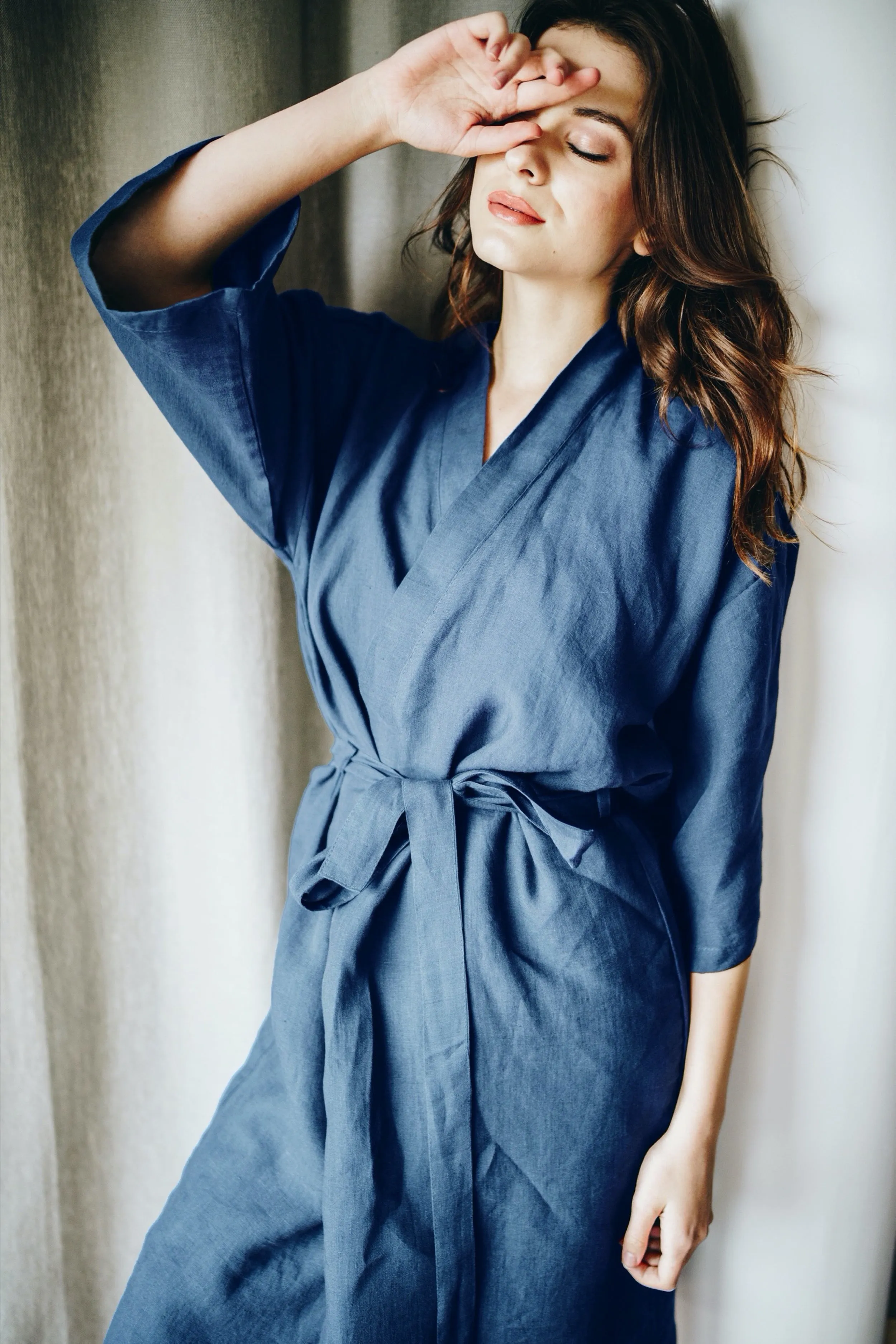 Linen kimono robe