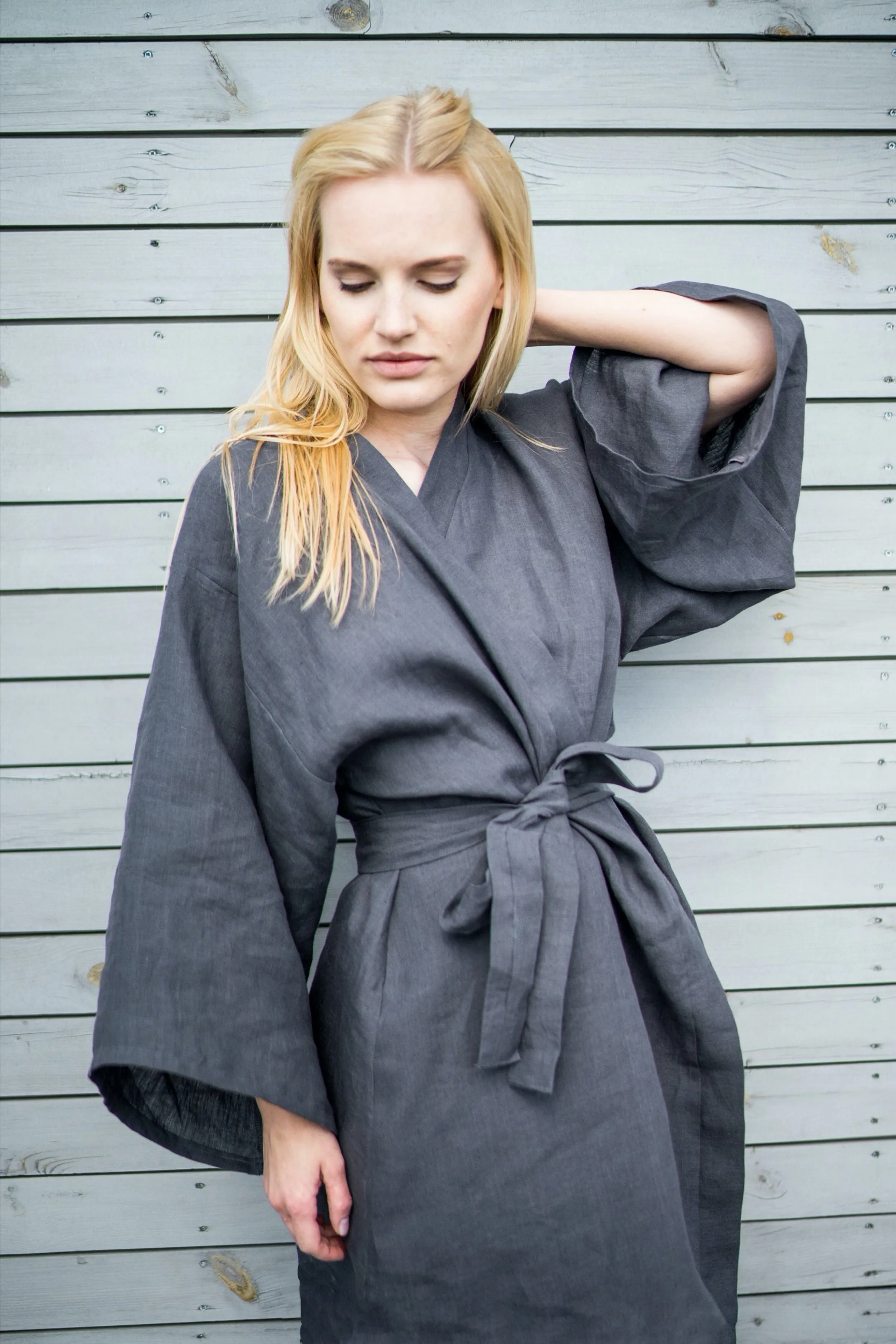 Linen kimono robe