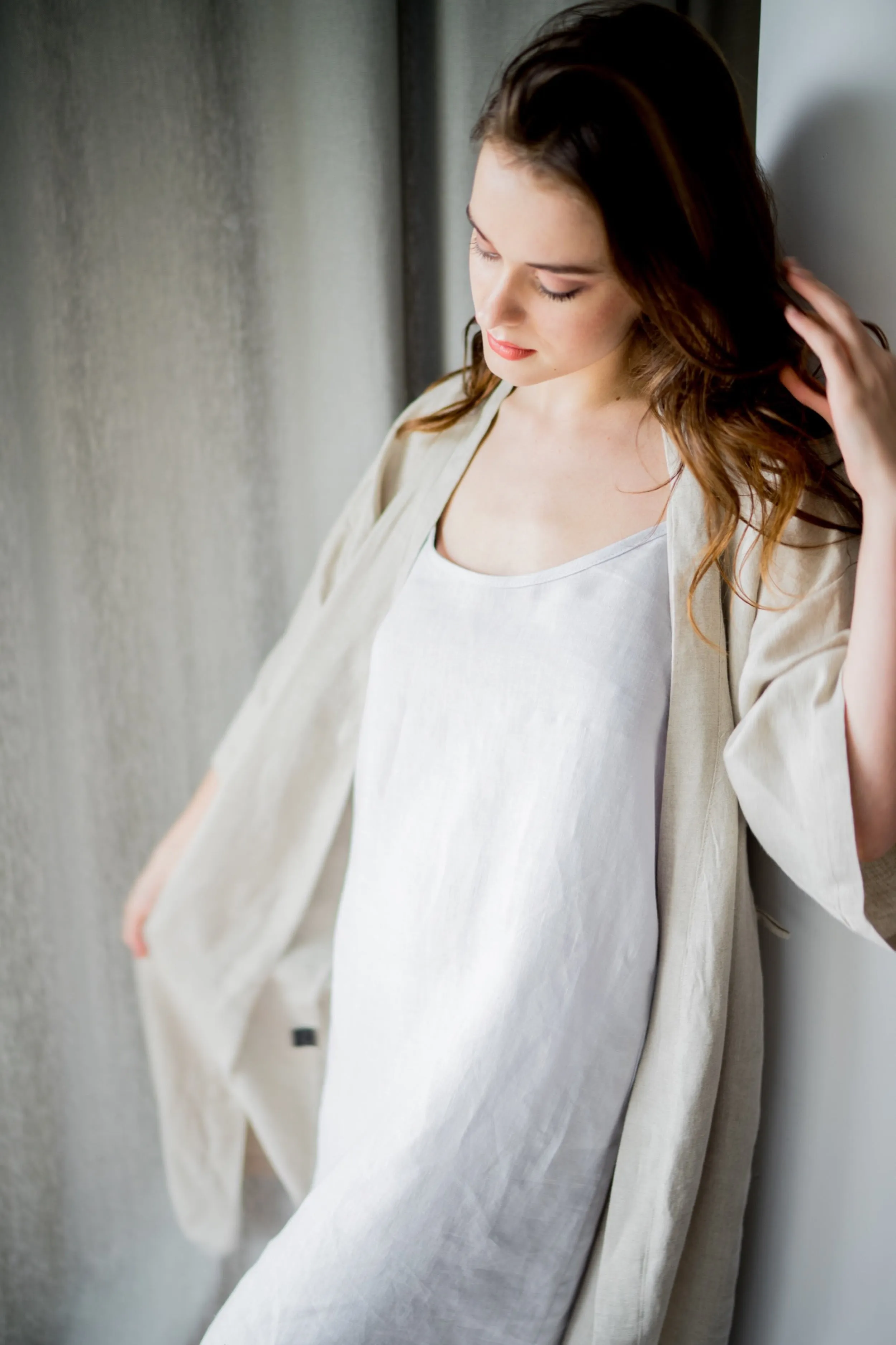 Linen kimono robe