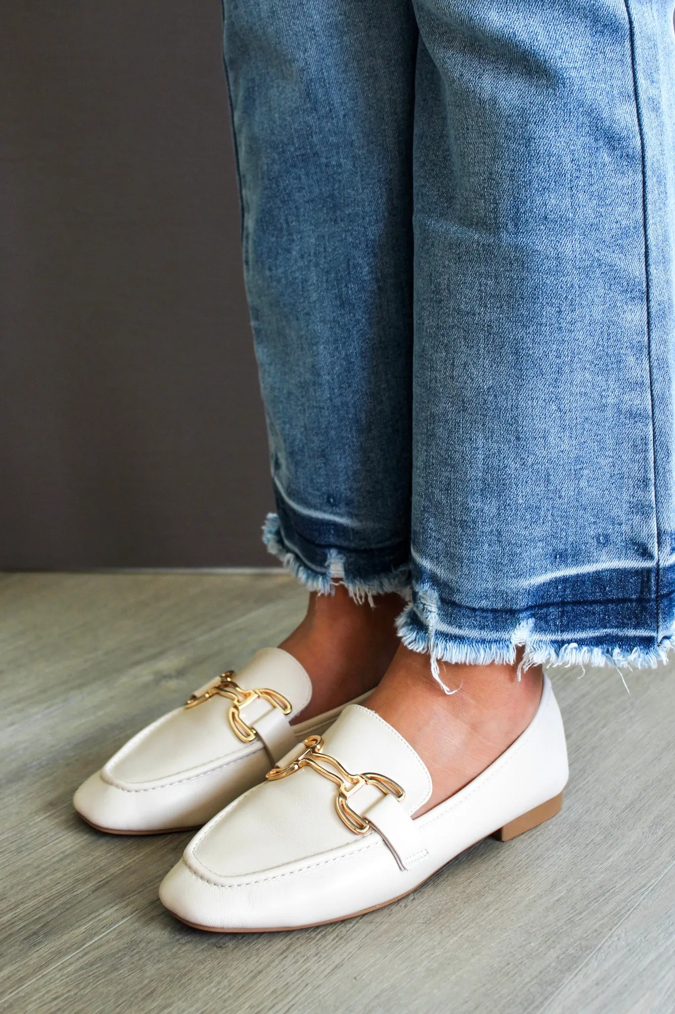 Lottie Gold Bit Loafer • Ivory