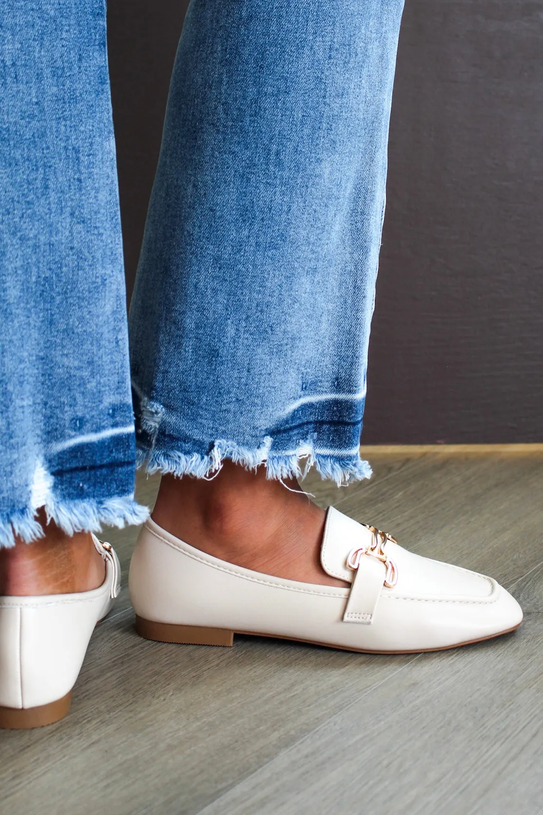 Lottie Gold Bit Loafer • Ivory