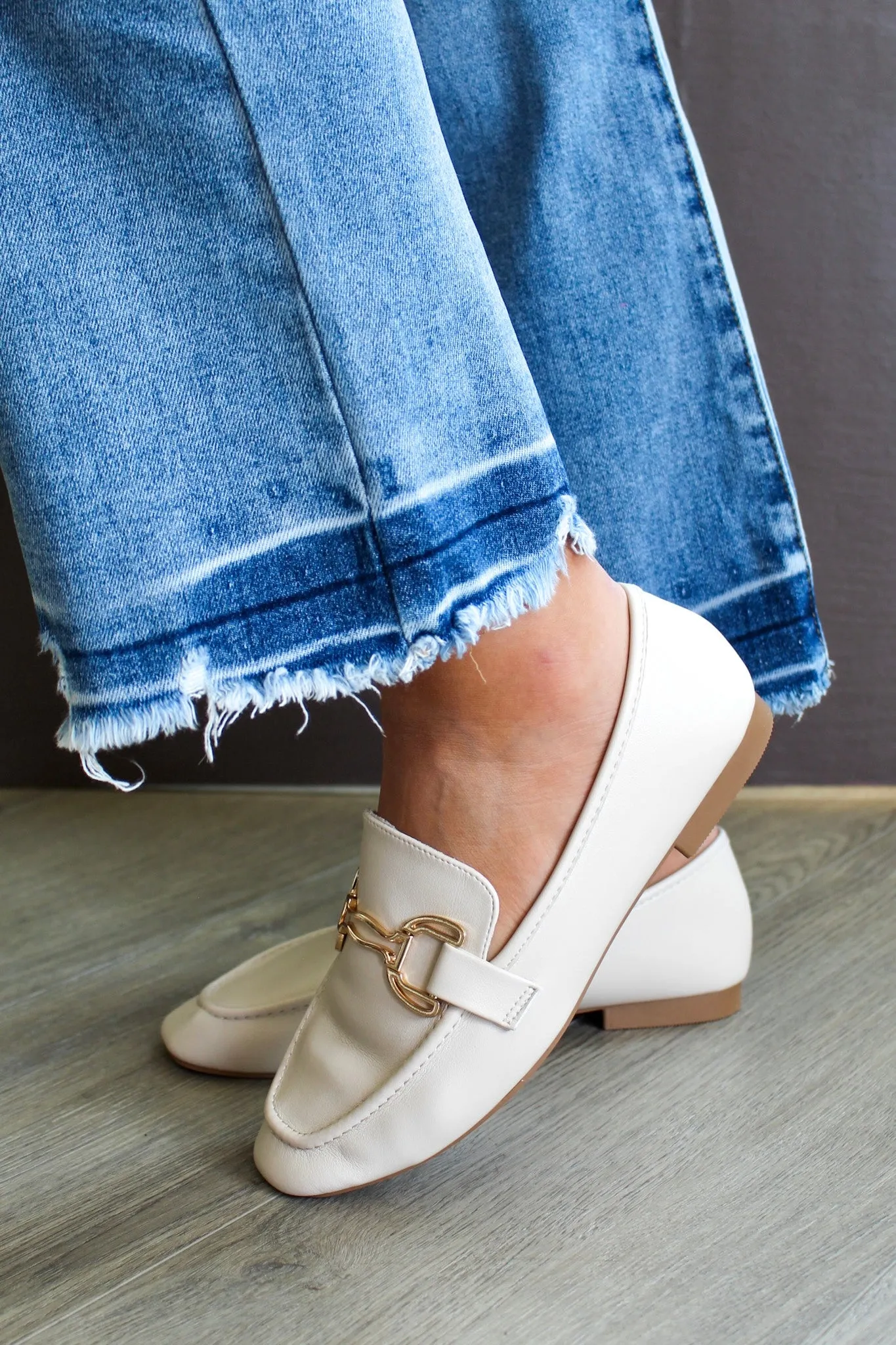 Lottie Gold Bit Loafer • Ivory
