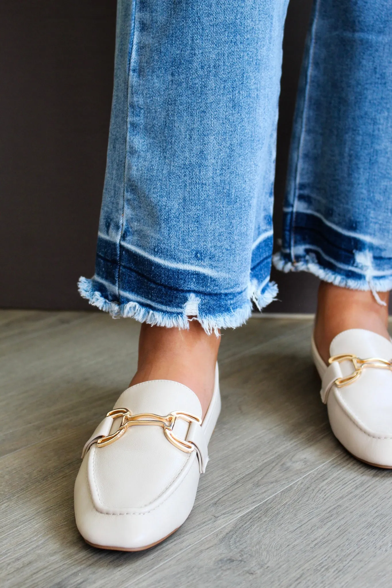 Lottie Gold Bit Loafer • Ivory