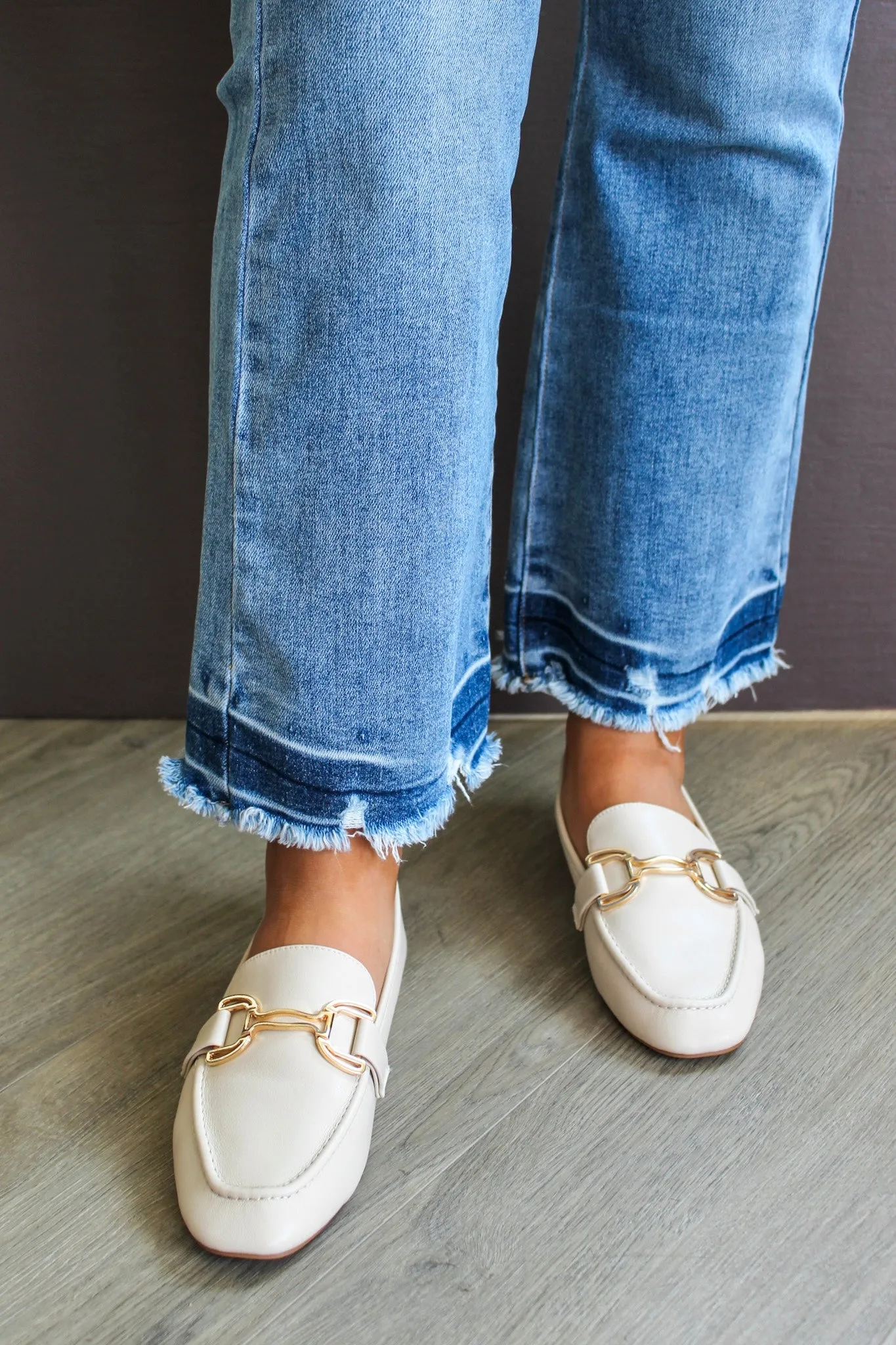 Lottie Gold Bit Loafer • Ivory