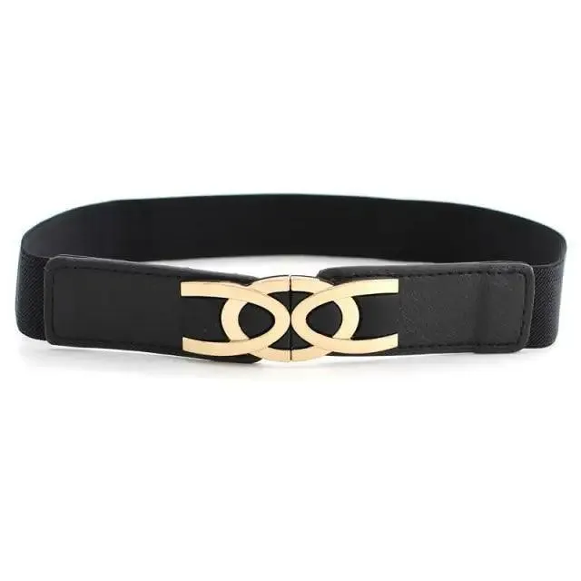 Luxury Black Elastic Women Belt Unique Belt Stretch Waistband Stylish Women Vintage Waist Belts