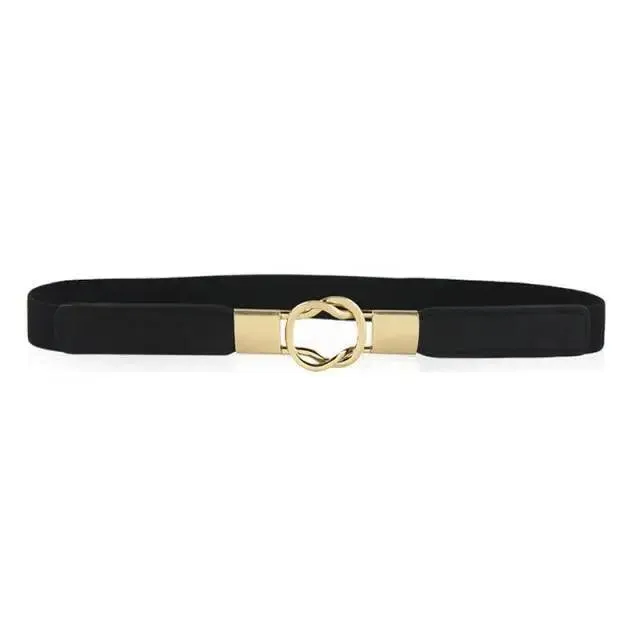 Luxury Black Elastic Women Belt Unique Belt Stretch Waistband Stylish Women Vintage Waist Belts