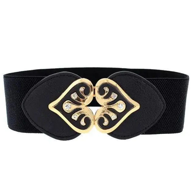 Luxury Black Elastic Women Belt Unique Belt Stretch Waistband Stylish Women Vintage Waist Belts