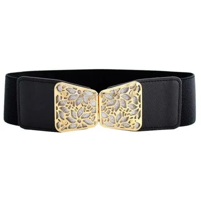 Luxury Black Elastic Women Belt Unique Belt Stretch Waistband Stylish Women Vintage Waist Belts