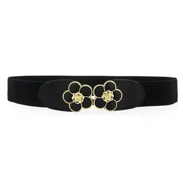 Luxury Black Elastic Women Belt Unique Belt Stretch Waistband Stylish Women Vintage Waist Belts
