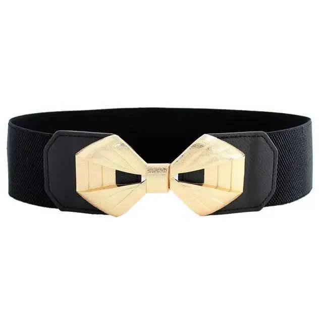 Luxury Black Elastic Women Belt Unique Belt Stretch Waistband Stylish Women Vintage Waist Belts